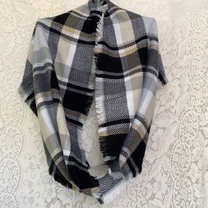 Styline Black  Gray & Tan Plaid Infinity Scarf